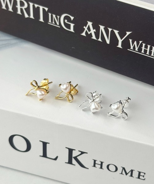 apres jour(アプレジュール)の「【apres jour×ARIAZ】ハートパールリボンミニピアス(ピアス(両耳用)・レディース・ゴールド/シルバー・FREE)」の3枚目の写真