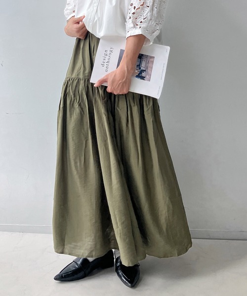 AS KNOW AS plus（アズノゥアズプラス）の「♪アソートデザイン 切替えギャザーロングスカート（スカート・レディース・カーキ/ブラウン系その他/レッド系その他/チャコールグレー/ブラック系その他/ブラック系その他2/ネイビー系/レッド系その他2/オレンジ系・FREE）」の16枚目の写真