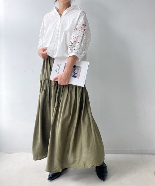 AS KNOW AS plus（アズノゥアズプラス）の「♪アソートデザイン 切替えギャザーロングスカート（スカート・レディース・カーキ/ブラウン系その他/レッド系その他/チャコールグレー/ブラック系その他/ブラック系その他2/ネイビー系/レッド系その他2/オレンジ系・FREE）」の22枚目の写真