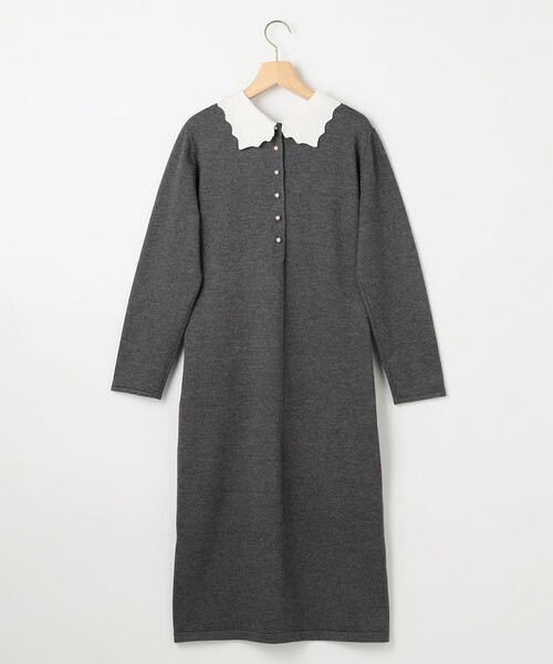 レースライク襟付きニットワンピース（ワンピース）｜組曲（クミキョク