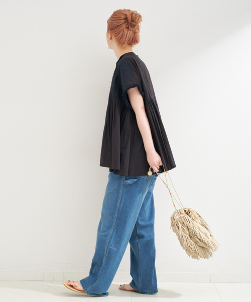 B.C STOCK(ベーセーストック)の「手洗い可 / 刺繍ギャザーブラウス(シャツ/ブラウス・レディース・ブラック/ホワイト・FREE)」の5枚目の写真