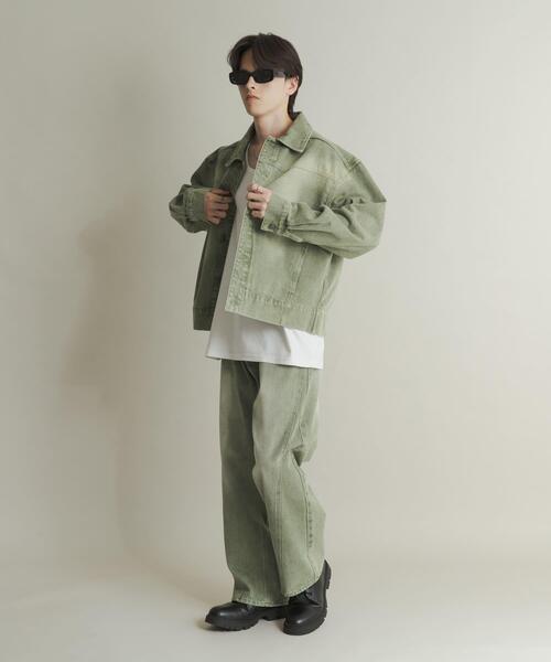 SENSE OF PLACE by URBAN RESEARCH(センスオブプレイスバイアーバンリサーチ)の「ツイストデニムワイドパンツ(デニムパンツ・メンズ・グリーン/ライトインディゴブルー・MEDIUM/LARGE)」の3枚目の写真