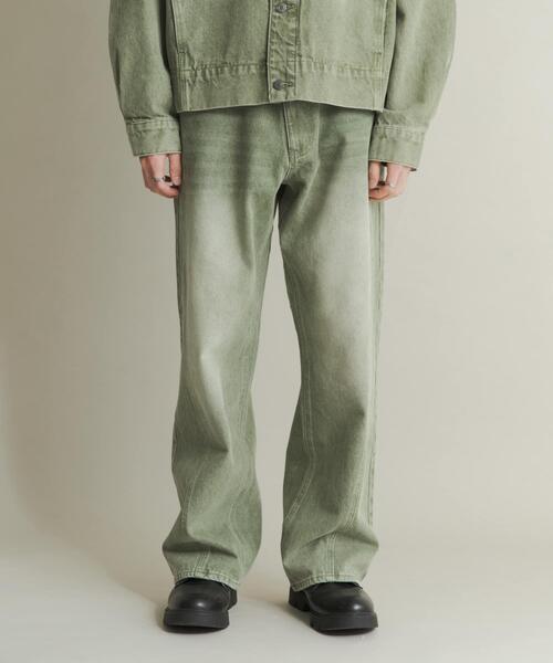 SENSE OF PLACE by URBAN RESEARCH(センスオブプレイスバイアーバンリサーチ)の「ツイストデニムワイドパンツ(デニムパンツ・メンズ・グリーン/ライトインディゴブルー・MEDIUM/LARGE)」の5枚目の写真