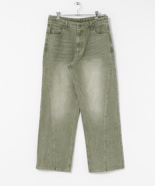 SENSE OF PLACE by URBAN RESEARCH(センスオブプレイスバイアーバンリサーチ)の「ツイストデニムワイドパンツ(デニムパンツ・メンズ・グリーン/ライトインディゴブルー・MEDIUM/LARGE)」の8枚目の写真