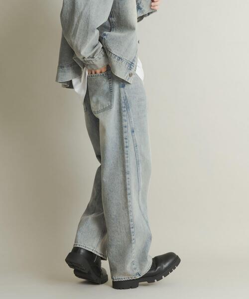 SENSE OF PLACE by URBAN RESEARCH(センスオブプレイスバイアーバンリサーチ)の「ツイストデニムワイドパンツ(デニムパンツ・メンズ・グリーン/ライトインディゴブルー・MEDIUM/LARGE)」の14枚目の写真