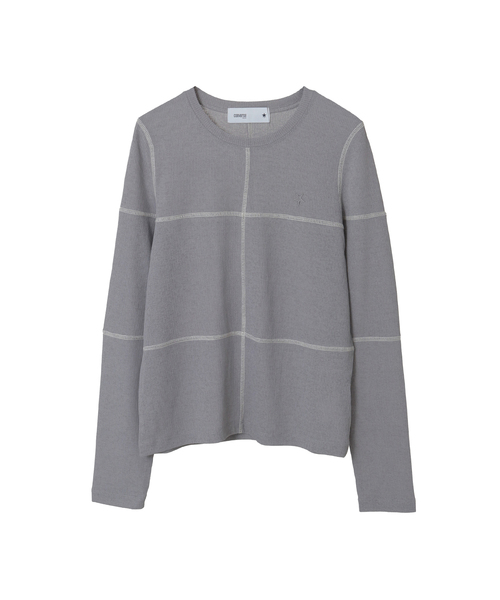 CONVERSE TOKYO（コンバーストウキョウ）の「PATCHWORK SHEER RIB TOP（Tシャツ/カットソー・レディース・ブラック/グレー/オフホワイト・FREE）」の3枚目の写真