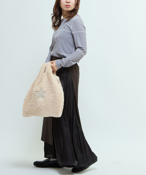 CONVERSE TOKYO（コンバーストウキョウ）の「PATCHWORK SHEER RIB TOP（Tシャツ/カットソー・レディース・ブラック/グレー/オフホワイト・FREE）」の7枚目の写真