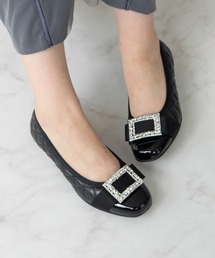 【Bridget Birkin Walk】キルティングビジューリボンウォーキングパンプス(555233)