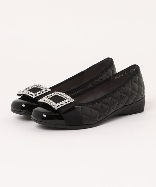 Bridget Birkin(ブリジットバーキン)の「【Bridget Birkin Walk】キルティングビジューリボンウォーキングパンプス(555233)(パンプス・レディース・ベージュ/ブラック/ブラック系その他・23/24.5/23.5/24/22.5)」の6枚目の写真
