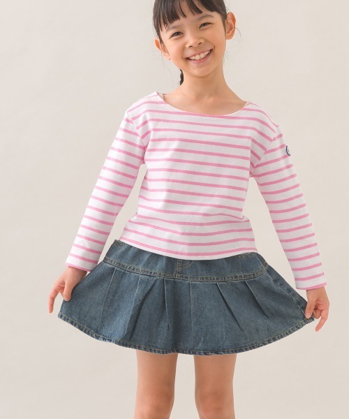 OMNES(オムネス)の「キッズコットン長袖ボーダーTシャツ(Tシャツ/カットソー・キッズ・ベージュ系その他2/ベージュ系その他/マルチ/ブラウン系その他/ベージュ系その他3/ホワイト×ピンク/ベージュ×ブラック/ホワイト×ネイビー・SMALL/LARGE/MEDIUM)」の9枚目の写真