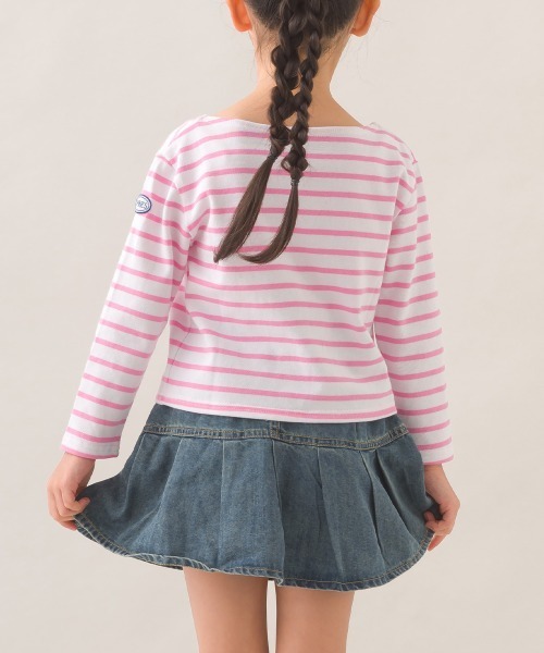 OMNES(オムネス)の「キッズコットン長袖ボーダーTシャツ(Tシャツ/カットソー・キッズ・ベージュ系その他2/ベージュ系その他/マルチ/ブラウン系その他/ベージュ系その他3/ホワイト×ピンク/ベージュ×ブラック/ホワイト×ネイビー・SMALL/LARGE/MEDIUM)」の11枚目の写真