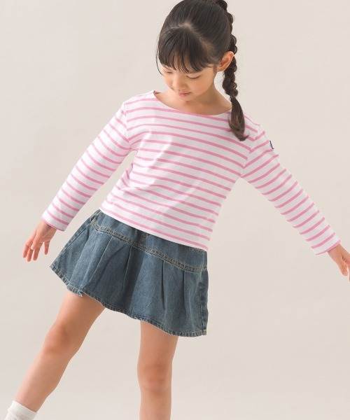 OMNES(オムネス)の「キッズコットン長袖ボーダーTシャツ(Tシャツ/カットソー・キッズ・ベージュ系その他2/ベージュ系その他/マルチ/ブラウン系その他/ベージュ系その他3/ホワイト×ピンク/ベージュ×ブラック/ホワイト×ネイビー・SMALL/LARGE/MEDIUM)」の13枚目の写真