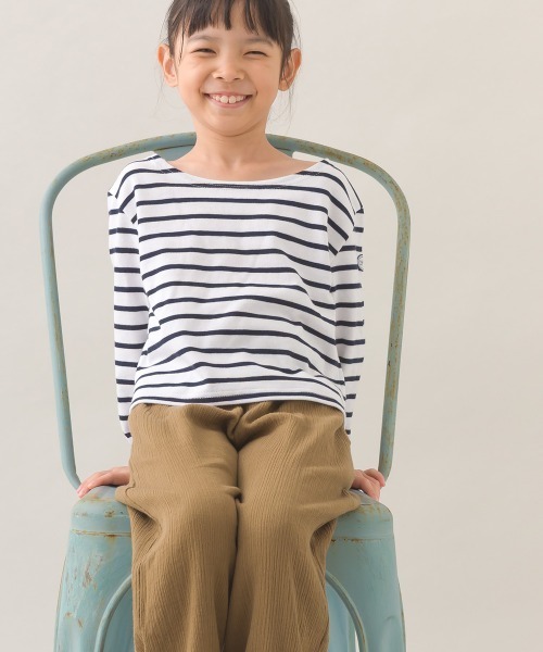 OMNES(オムネス)の「キッズコットン長袖ボーダーTシャツ(Tシャツ/カットソー・キッズ・ベージュ系その他2/ベージュ系その他/マルチ/ブラウン系その他/ベージュ系その他3/ホワイト×ピンク/ベージュ×ブラック/ホワイト×ネイビー・SMALL/LARGE/MEDIUM)」の15枚目の写真