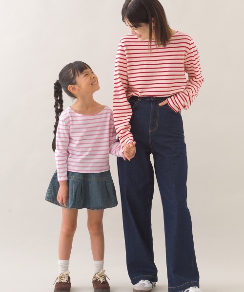 OMNES(オムネス)の「キッズコットン長袖ボーダーTシャツ(Tシャツ/カットソー・キッズ・ベージュ系その他2/ベージュ系その他/マルチ/ブラウン系その他/ベージュ系その他3/ホワイト×ピンク/ベージュ×ブラック/ホワイト×ネイビー・SMALL/LARGE/MEDIUM)」の22枚目の写真