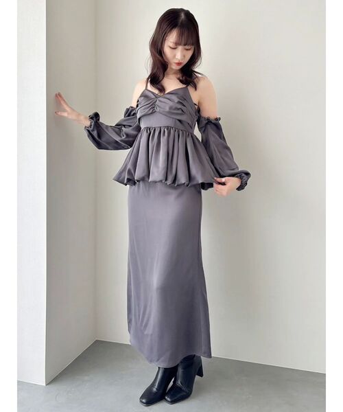 dazzlin（ダズリン）の「サテンナロースリットスカート（スカート・レディース・チャコールグレー/ピンク/その他1・SMALL/MEDIUM）」の6枚目の写真