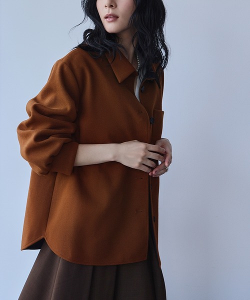 ELFRANK(エルフランク)の「ウールライク オーバーサイズ シャツジャケット ウールコート(その他アウター・レディース・ブラウン/グレー/グリーン・FREE)」の11枚目の写真