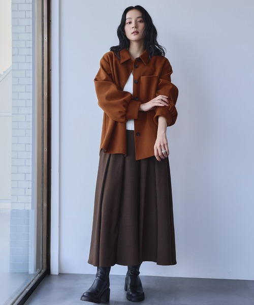 ELFRANK(エルフランク)の「ウールライク オーバーサイズ シャツジャケット ウールコート(その他アウター・レディース・ブラウン/グレー/グリーン・FREE)」の13枚目の写真