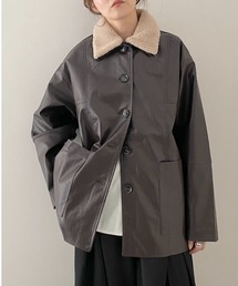 She's Closet（シーズクローゼット）の「オーバーサイズボア襟カバーオールフェイクレザージャケット（カバーオール）」