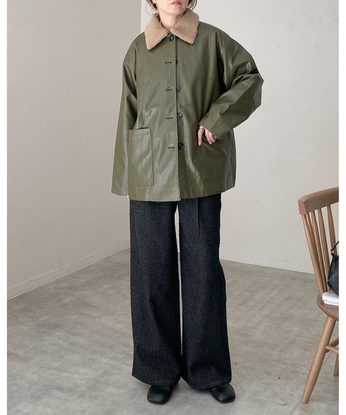 FORES THE ART カウレザー カバーオール ジャケット FORES THE ART カウレザー カバーオール ジャケット