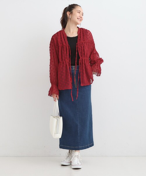 Cutie Blonde（キューティーブロンド）の「華やかにさをプラスする シアードビー シャーリングブラウス（シャツ/ブラウス・レディース・ブラック/レッド/オフホワイト・00）」の20枚目の写真