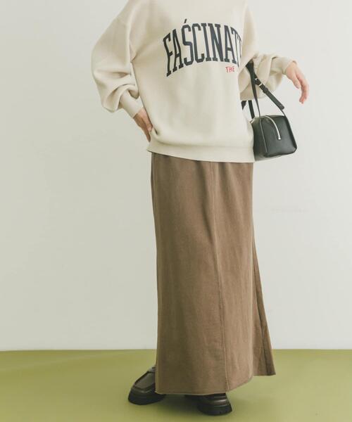 ITEMS URBANRESEARCH（アイテムズ アーバンリサーチ）の「ピグメントスウェットロングスカート（スカート・レディース・ブラック/ブラウン・FREE）」の2枚目の写真