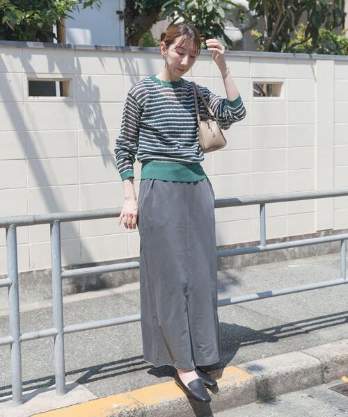 ITEMS URBANRESEARCH（アイテムズ アーバンリサーチ）の「ピグメントスウェットロングスカート（スカート・レディース・ブラック/ブラウン・FREE）」の3枚目の写真