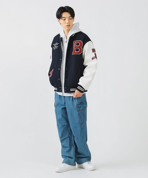 BEAMS HEART（ビームスハート）の「【完売間近】バーシティー ジャケット/Varsity Jacket（ビッグシルエット・ストリート）（ブルゾン・メンズ・ネイビー/ブラック・SMALL/MEDIUM/LARGE）」の4枚目の写真