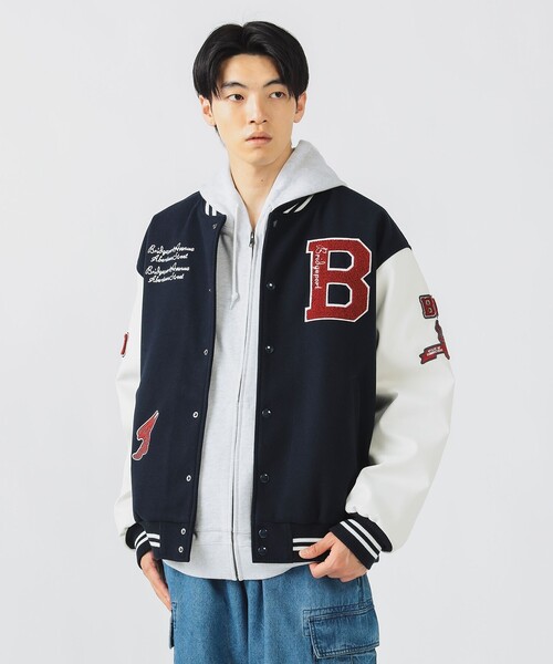 BEAMS HEART（ビームスハート）の「【完売間近】バーシティー ジャケット/Varsity Jacket（ビッグシルエット・ストリート）（ブルゾン・メンズ・ネイビー/ブラック・SMALL/MEDIUM/LARGE）」の5枚目の写真