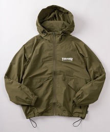 ハーフジップ」に該当するナイロンジャケット（グリーン・カーキ/緑色