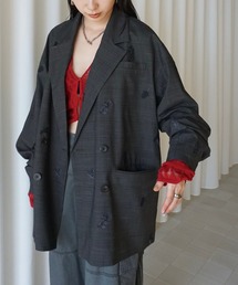 テーラードジャケット 花柄 ピンク 黒 REDValentino｜フラワー刺繍テーラードジャケット