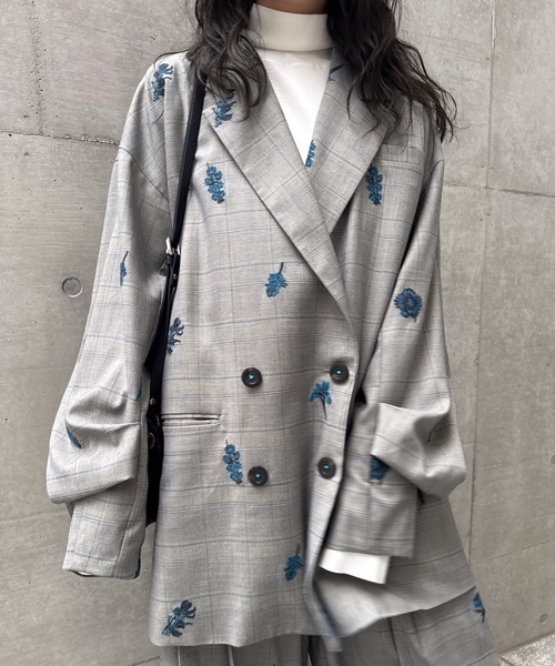 ジャケット・アウター Ameri CHECK FLOWER PAPA JACKET CHECK FLOWER PAPA JACKET