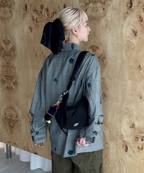 Ameri CHECK FLOWER PAPA JACKET Sサイズ 黒 CHECK FLOWER PAPA JACKET