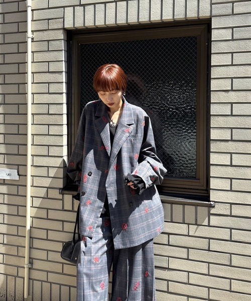 最終2025AW新作AMERI FLOWER PAPA JACKET CHECK FLOWER PAPA JACKET(テーラードジャケット)|Ameri