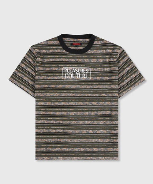 PLEASURES（プレジャー）の「PLEASURES/プレジャーズ COUTURE STRIPE SHIRT マルチボーダー パイルMIX Tシャツ（Tシャツ/カットソー・メンズ・ダークオリーブ・L/XL/M）」の16枚目の写真
