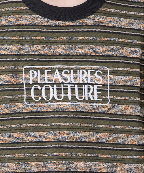 PLEASURES（プレジャー）の「PLEASURES/プレジャーズ COUTURE STRIPE SHIRT マルチボーダー パイルMIX Tシャツ（Tシャツ/カットソー・メンズ・ダークオリーブ・L/XL/M）」の11枚目の写真