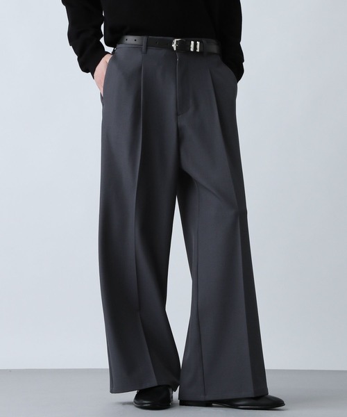 HARE（ハレ）の「【SET UP対応】ポリエステルイージーギャバワイドフレアパンツ(HARE)（スラックス・メンズ・グレー/ブルー/ブラック/グリーン/レッド/ベージュ・SMALL/MEDIUM/LARGE）」の5枚目の写真