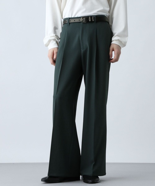 SET UP対応】ポリエステルイージーギャバワイドフレアパンツ(HARE