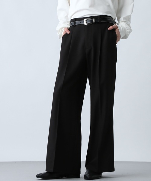 SET UP対応】ポリエステルイージーギャバワイドフレアパンツ