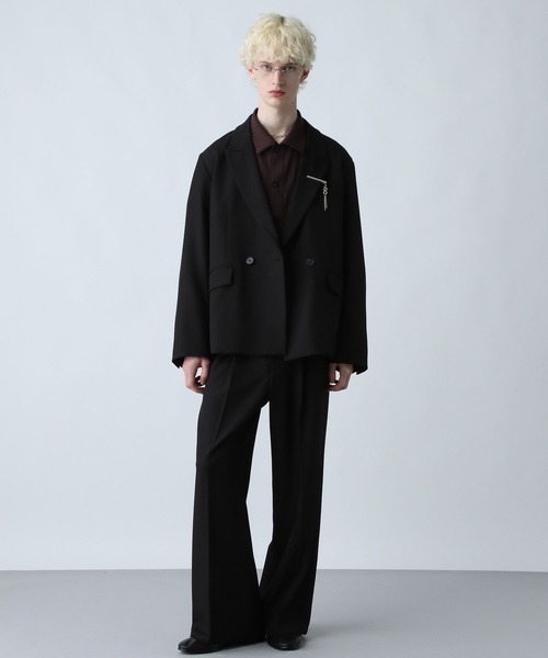 HARE（ハレ）の「【SET UP対応】ポリエステルイージーギャバワイドフレアパンツ(HARE)（スラックス・メンズ・グレー/ブルー/ブラック/グリーン/レッド/ベージュ・SMALL/MEDIUM/LARGE）」の7枚目の写真