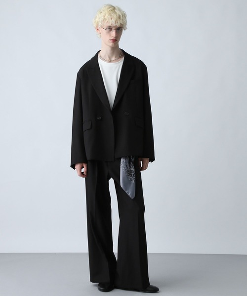 HARE（ハレ）の「【SET UP対応】ポリエステルイージーギャバワイドフレアパンツ(HARE)（スラックス・メンズ・グレー/ブルー/ブラック/グリーン/レッド/ベージュ・SMALL/MEDIUM/LARGE）」の8枚目の写真