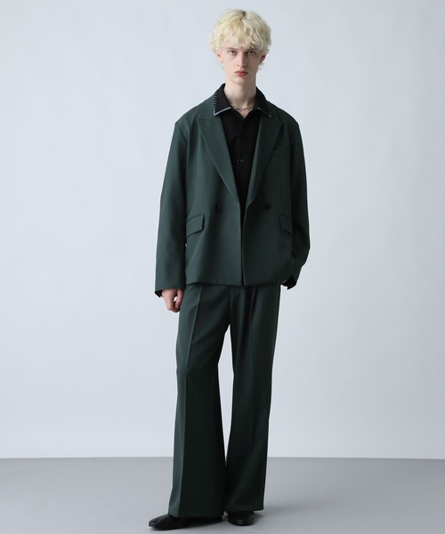 HARE（ハレ）の「【SET UP対応】ポリエステルイージーギャバワイドフレアパンツ(HARE)（スラックス・メンズ・グレー/ブルー/ブラック/グリーン/レッド/ベージュ・SMALL/MEDIUM/LARGE）」の11枚目の写真