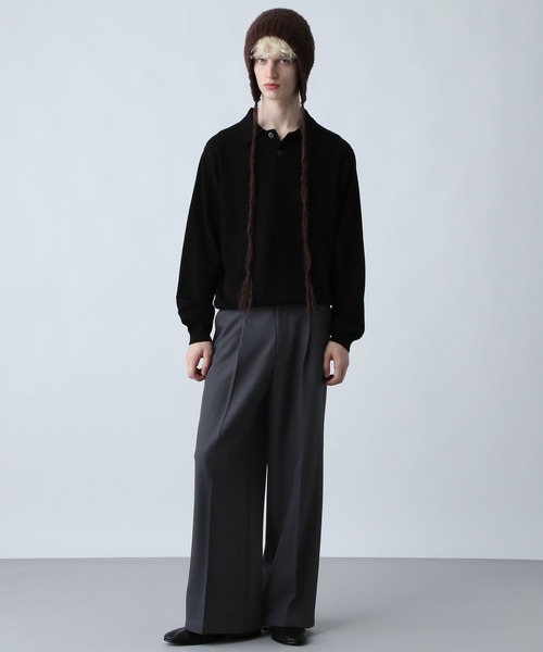 SET UP対応】ポリエステルイージーギャバワイドフレアパンツ