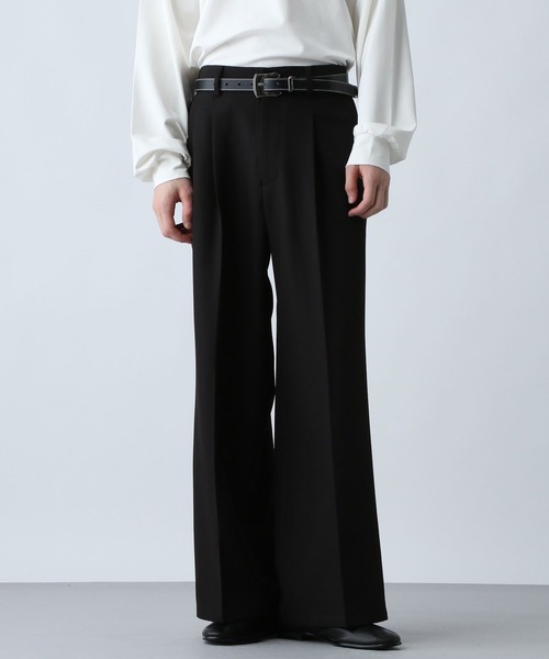 HARE（ハレ）の「【SET UP対応】ポリエステルイージーギャバワイドフレアパンツ(HARE)（スラックス・メンズ・グレー/ブルー/ブラック/グリーン/レッド/ベージュ・SMALL/MEDIUM/LARGE）」の13枚目の写真