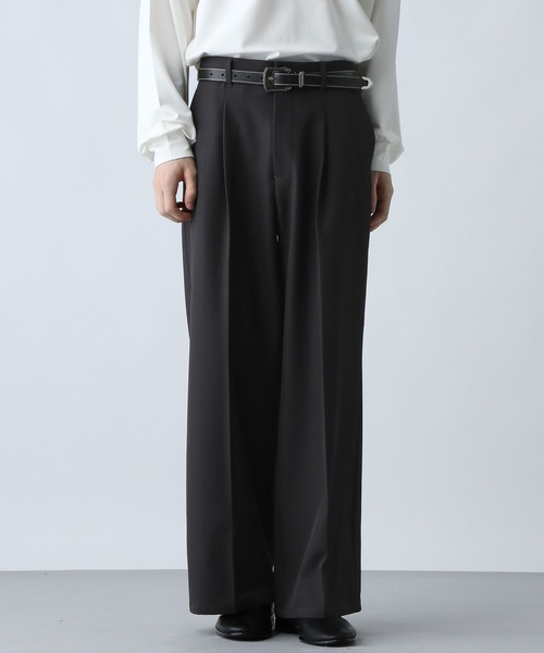 SET UP対応】ポリエステルイージーギャバワイドフレアパンツ(HARE