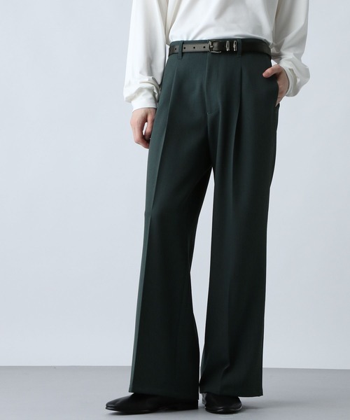 HARE（ハレ）の「【SET UP対応】ポリエステルイージーギャバワイドフレアパンツ(HARE)（スラックス・メンズ・グレー/ブルー/ブラック/グリーン/レッド/ベージュ・SMALL/MEDIUM/LARGE）」の17枚目の写真