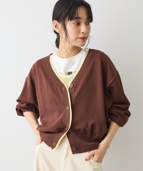 CRAFT STANDARD BOUTIQUE(クラフトスタンダードブティック)の「レイヤード風ニットカーディガン(カーディガン/ボレロ・レディース・ブラウン/ブルーグリーン/グレー・FREE)」の2枚目の写真