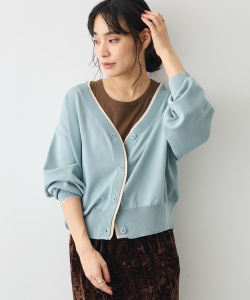CRAFT STANDARD BOUTIQUE(クラフトスタンダードブティック)の「レイヤード風ニットカーディガン(カーディガン/ボレロ・レディース・ブラウン/ブルーグリーン/グレー・FREE)」の3枚目の写真