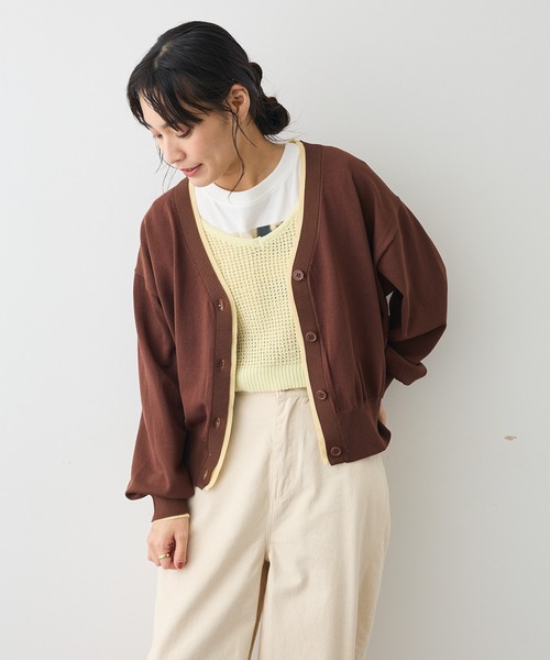 CRAFT STANDARD BOUTIQUE(クラフトスタンダードブティック)の「レイヤード風ニットカーディガン(カーディガン/ボレロ・レディース・ブラウン/ブルーグリーン/グレー・FREE)」の5枚目の写真