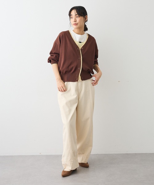 CRAFT STANDARD BOUTIQUE(クラフトスタンダードブティック)の「レイヤード風ニットカーディガン(カーディガン/ボレロ・レディース・ブラウン/ブルーグリーン/グレー・FREE)」の7枚目の写真