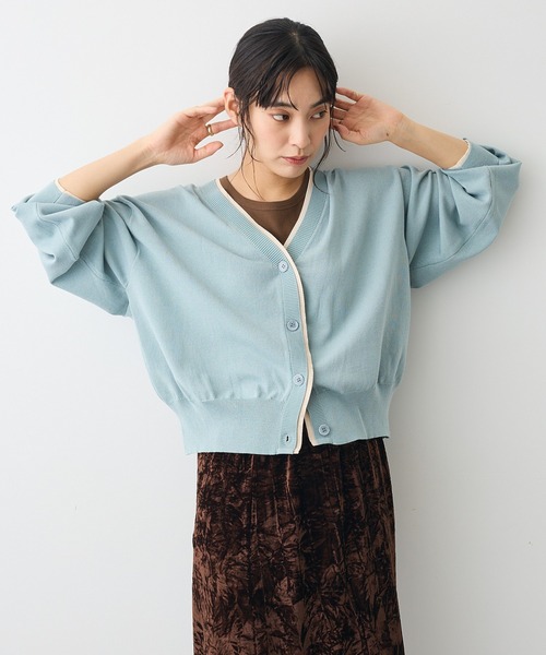 CRAFT STANDARD BOUTIQUE(クラフトスタンダードブティック)の「レイヤード風ニットカーディガン(カーディガン/ボレロ・レディース・ブラウン/ブルーグリーン/グレー・FREE)」の8枚目の写真